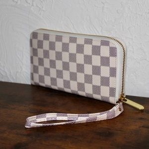 White Checkered Wallet